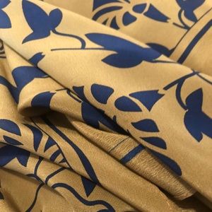 Bronze Navy Silk Rectangle Scarf, like new